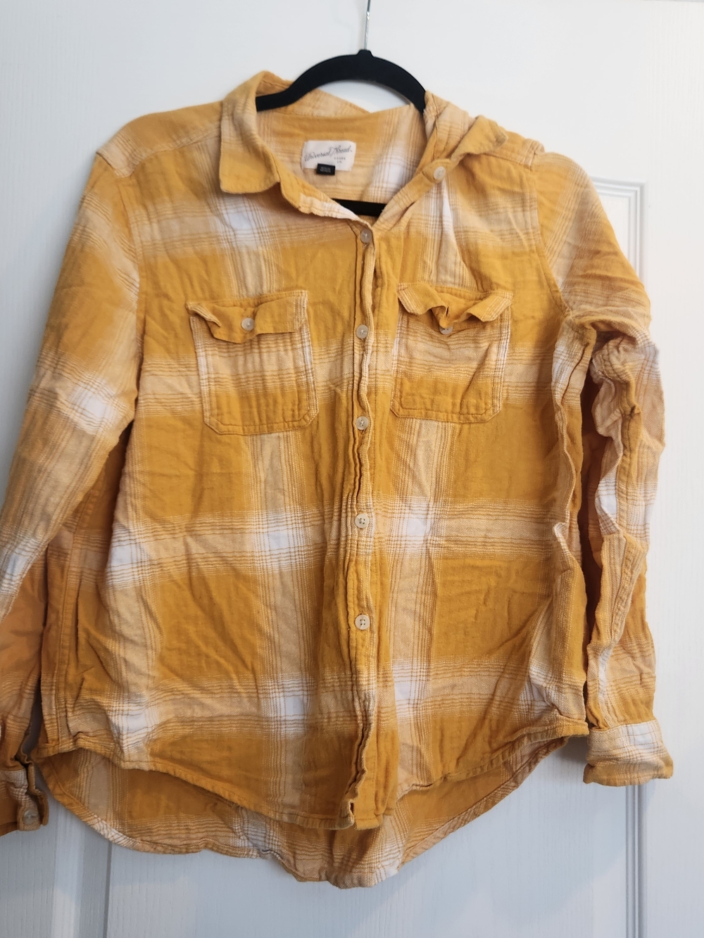 Universal Thread Womens Yellow Plaid Button-Down Shirt XL Euc